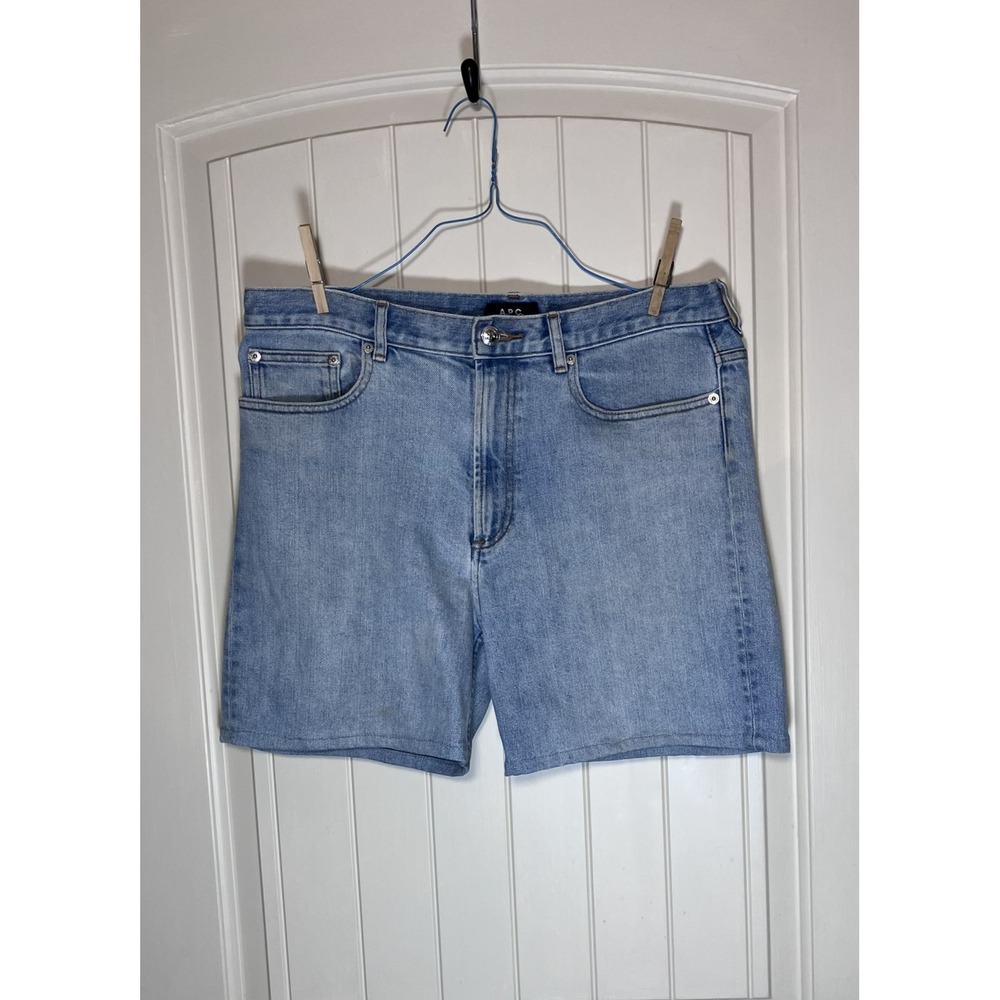 A.P.C. Jean Martin Mens Denim Shorts 33 Light Wash Relaxed 90s Straight Designer